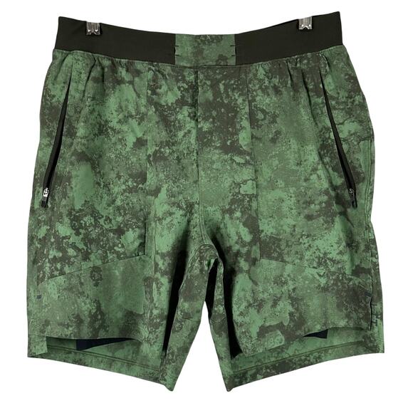 Lululemon License to Train Lined Short 7" Green Camo Men's Size Medium EUC - Picture 1 of 7